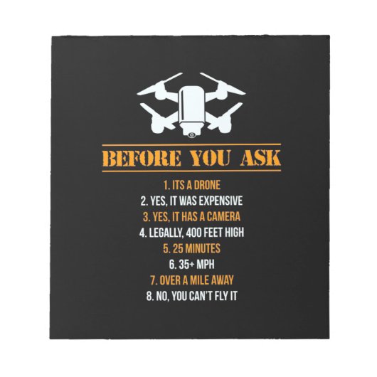 Bevor Sie Drohnenpilot Gefragt haben Notizblock (Vorderseite)