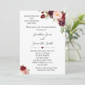 Bevor sie sagen, ich dusche Paare Marsala floral Einladung (Stehend Vorderseite)