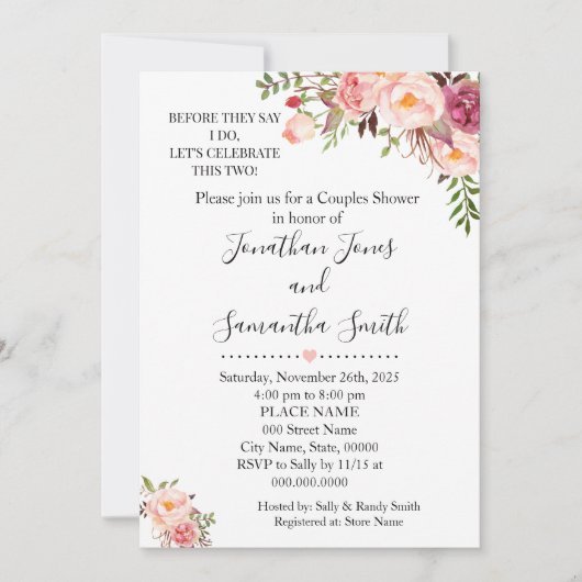 Bevor sie sagen, ich dusche Paare rosa Hochzeit Einladung (Vorderseite)