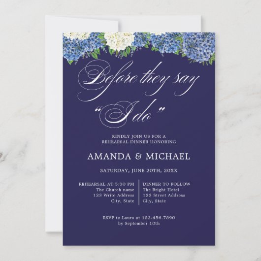 Bevor sie sagen, ich mache Elegant Hydrangeas Prob Einladung (Vorderseite)