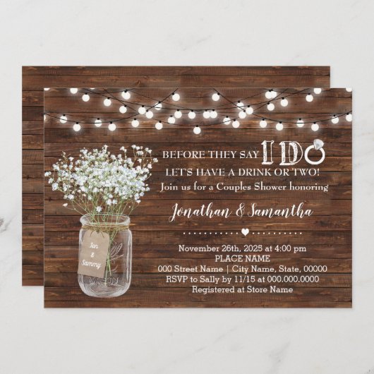Bevor sie sagen, ich mache Hochzeitspaare duschen Einladung (Vorne/Hinten)