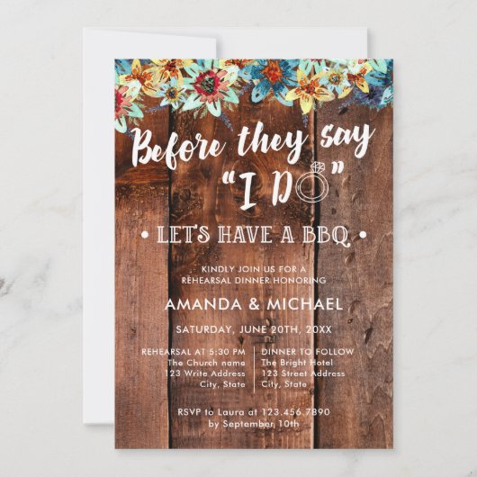 Bevor sie sagen, ich mache rustikale GRILLEN Probe Einladung (Vorderseite)