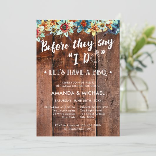 Bevor sie sagen, ich mache rustikale GRILLEN Probe Einladung (Stehend Vorderseite)