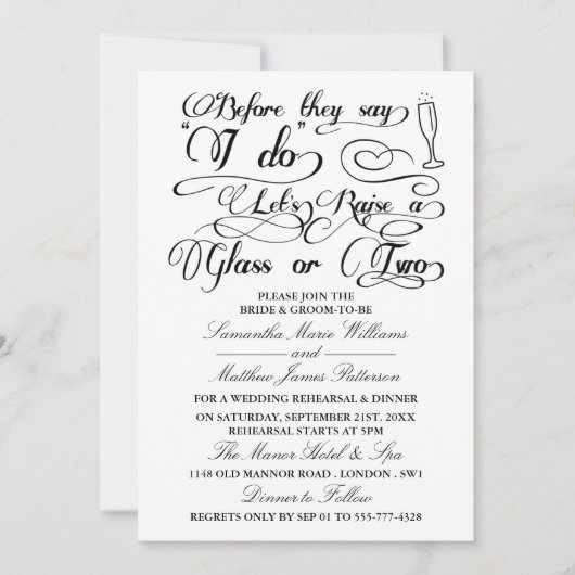 Bevor sie sagen, lasst uns ein oder zwei Gläser an Einladung (Vorderseite)