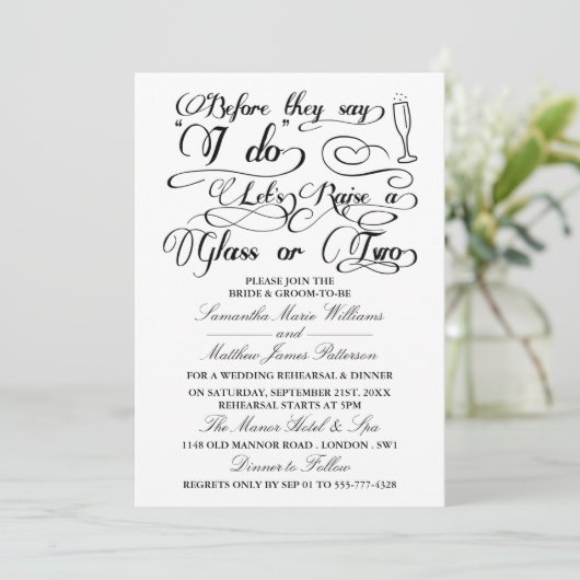 Bevor sie sagen, lasst uns ein oder zwei Gläser an Einladung (Stehend Vorderseite)