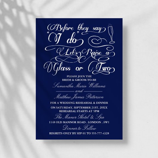 Bevor sie sagen, lasst uns ein oder zwei Gläser an Einladung