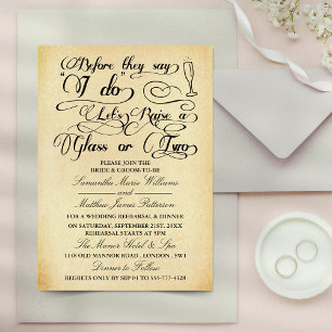 Bevor sie sagen, lasst uns ein oder zwei Gläser an Einladung