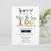 Bevor sie sagt, mache ich Junggeselinnen-Abschied- Einladung (Stehend Vorderseite)