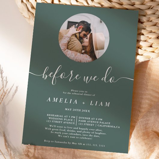 Bevor wir das Foto machen, grün Probe essen Einladung