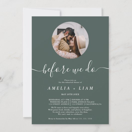 Bevor wir das Foto machen, grün Probe essen Einladung (Vorderseite)