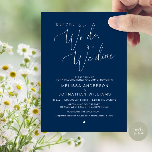 Bevor wir das tun, essen wir, Hochzeit Probe Abend Einladung