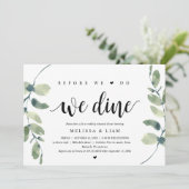 Bevor wir es tun, essen wir, Hochzeit Probe Abende Einladung (Stehend Vorderseite)