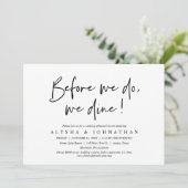 Bevor wir es tun, essen wir, Hochzeit Probe Abende Einladung (Stehend Vorderseite)