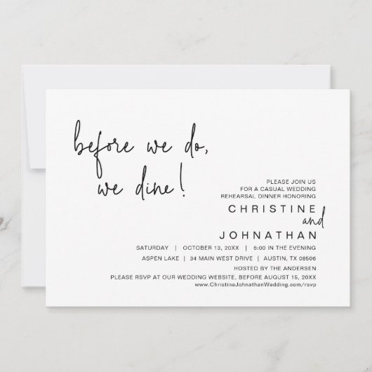 Bevor wir es tun, essen wir, Probe, Schwarz Einladung (Vorderseite)