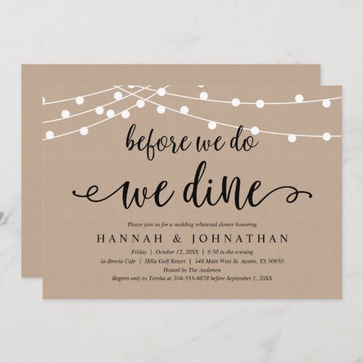 Bevor wir es tun, essen wir rustikale Probe Einladung (Vorne/Hinten)