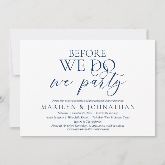 Bevor wir es tun, Party, Hochzeit Probe Abendessen Einladung (Vorderseite)