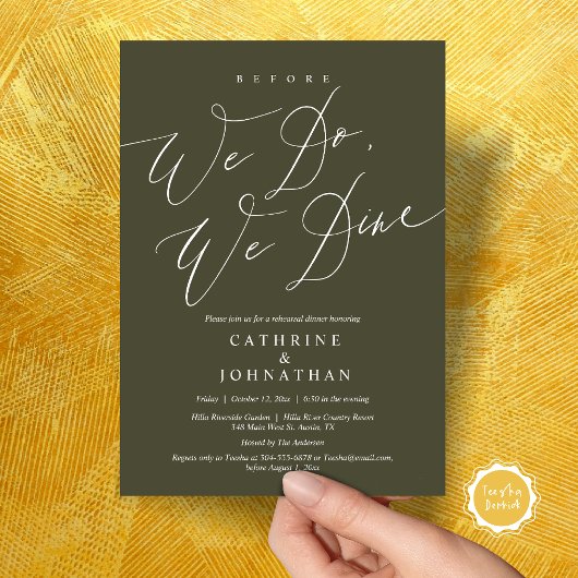 Bevor wir essen, essen wir Hochzeit Probe Dinner Einladung