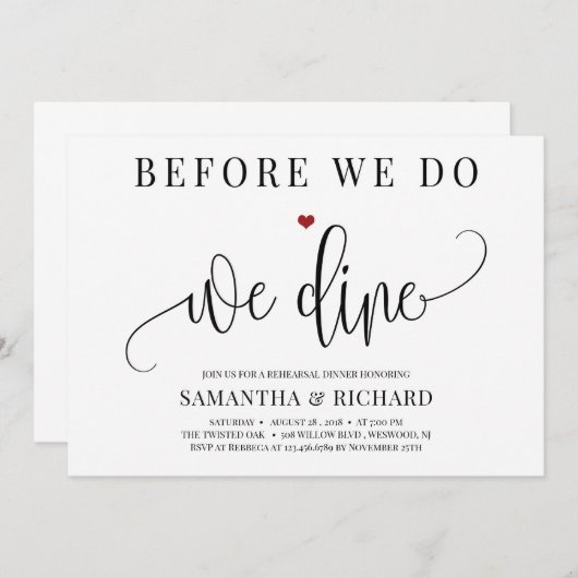 Bevor wir essen, essen wir Probe Einladung (Vorne/Hinten)