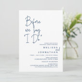 Bevor wir "I Do" sagen, Hochzeit Probe Dinner Einladung (Stehend Vorderseite)