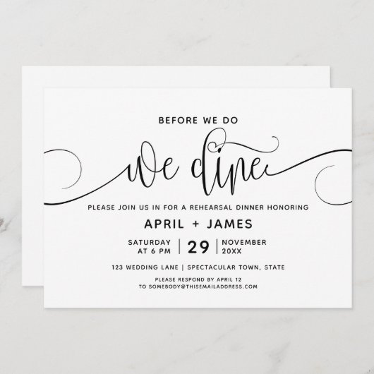 Bevor wir machen essen wir Probe Abendessen Einlad Einladung (Vorne/Hinten)