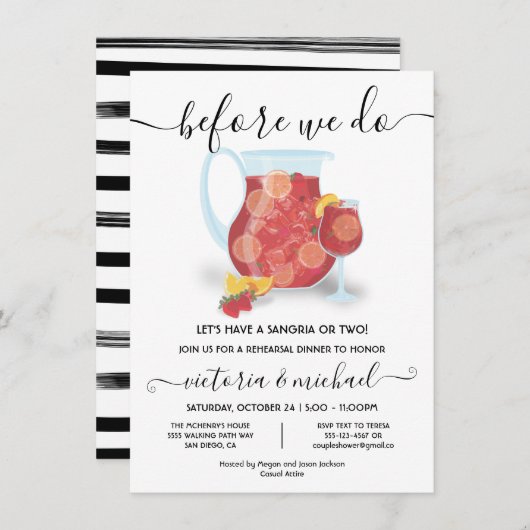 Bevor wir tun trinken wir Sangria Cocktail Party Einladung (Vorne/Hinten)