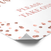 Bevorzugen Party Sign Rose Gold Glitzer Confetti Poster (Ecke)