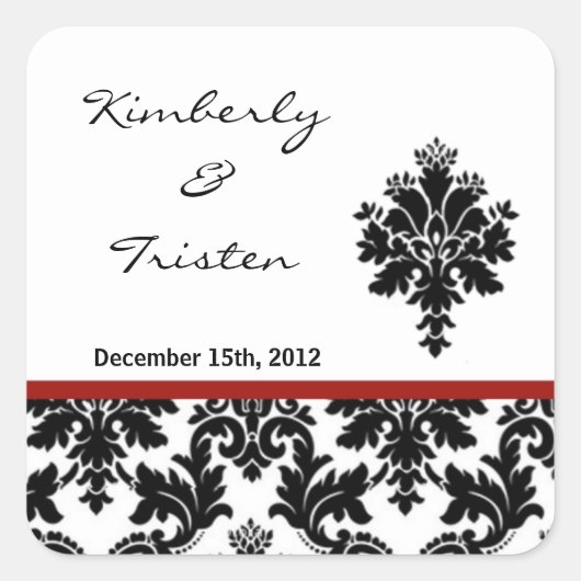 Bevorzugen Sticker Black Red Damask Lace Print (Vorderseite)