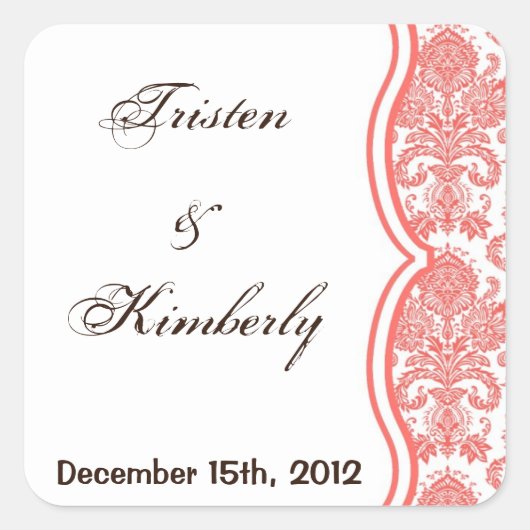 Bevorzugen Sticker Korallenrosa Weiße Damaske Schn (Vorderseite)