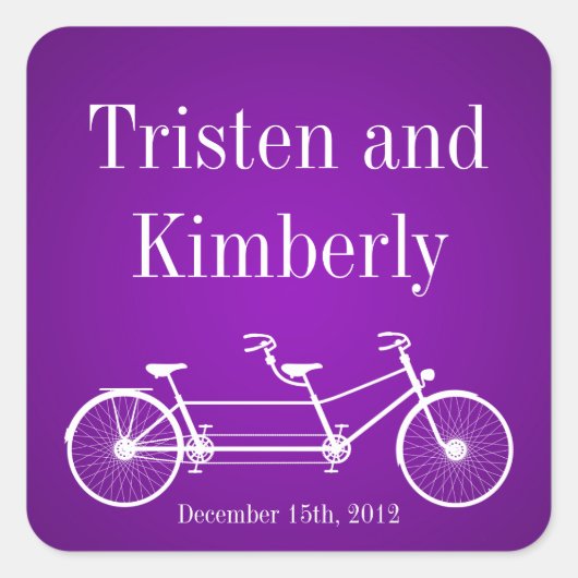 Bevorzugen Sticker Whimsical Lila Doppelfahrrad Fa (Vorderseite)