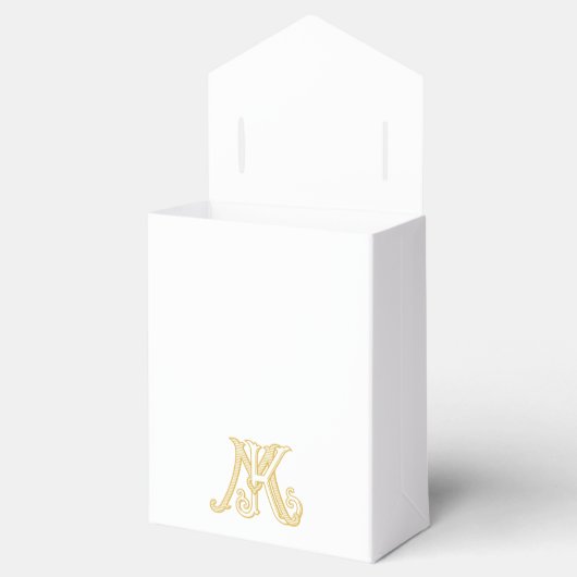 Bevorzugung KM Monogramm oder MK Monogramm Geschenkschachtel (Geöffnet)