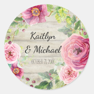 Bevorzugungs-Dekor-Rosen-Pfingstroserustikaler Runder Aufkleber