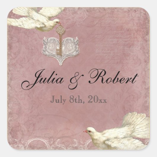 Bevorzugungs-Geschenk-Aufkleber - Pfau versieht Quadratischer Aufkleber (Vorderseite)