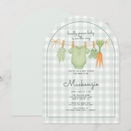 Bewachter Babyduschenarm Einladung (Vorne/Hinten)