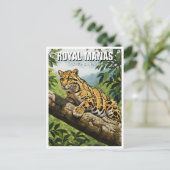 Bewachter Leopard im Royal Manas National Park Postkarte (Stehend Vorderseite)