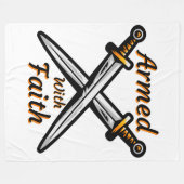 Bewaffnet mit religiösem biblischem Zitat Fleecedecke (Vorderseite (Horizontal))