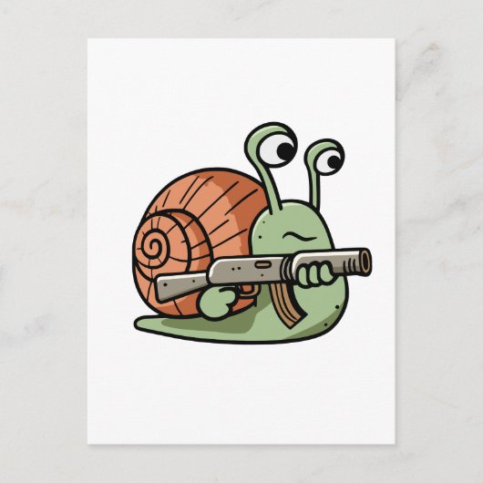 Bewaffnete Schnecke Postkarte (Vorderseite)