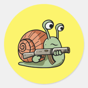 Bewaffnete Schnecke Runder Aufkleber