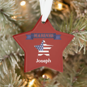 Bewaffnete Truppen Marines Flag Personalisierte Or Ornament