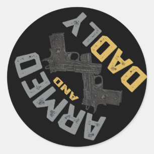 Bewaffnete und Daddy Vater Vathers Day Papa Daddy Runder Aufkleber