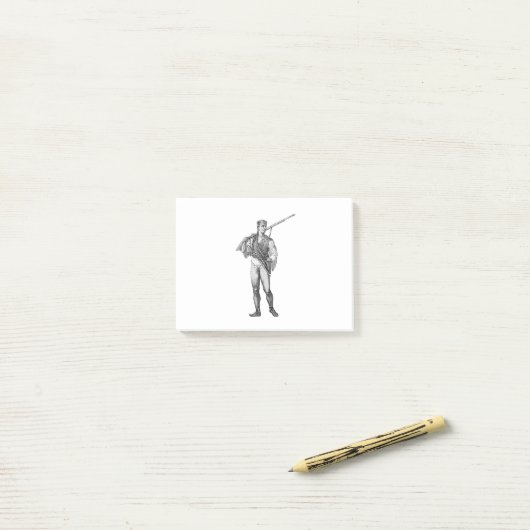 Bewaffneter Junge Post-it Klebezettel (Auf Schreibtisch)