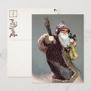 Bewaffneter viktorianischer Weihnachtsmann Postkar Postkarte
