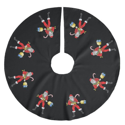 Bewaffneter Weihnachtsmann Polyester Weihnachtsbaumdecke (Vorderseite)