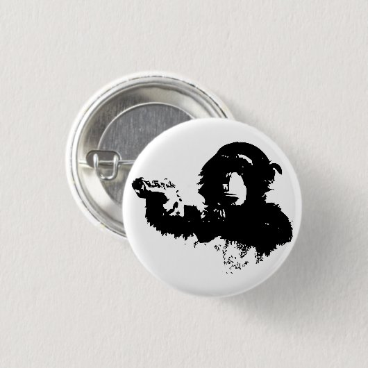 Bewaffnetes Schimpanse-Abzeichen Button (Vorne & Hinten)