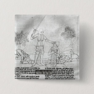 Bewaffnung eines Ritters auf einem Schlachtfeld Button