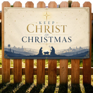 Bewahre Christus im modernen christlichen Weihnach Banner