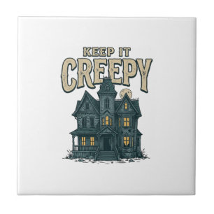 Bewahre es Gruseliges Vintage Spukhaus Halloween D Fliese