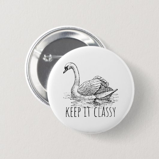 Bewahre es klassisch eleganter Schwan Button (Vorne & Hinten)