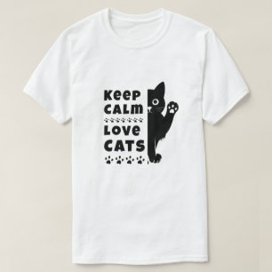 Bewahre Ruhe und liebe Katzen Minimales Katze-Lieb T-Shirt