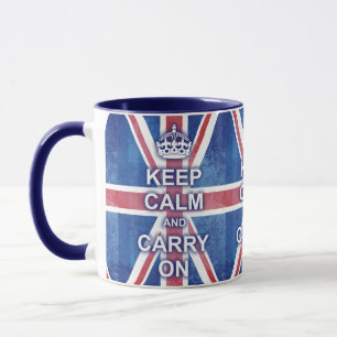 Bewahre Ruhe und Mach Weiter Union Jack Tasse