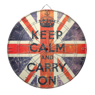 Bewahre Ruhe und mach weiter vintage Union Jack Fa Dartscheibe